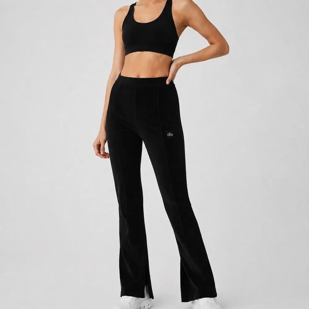 Alo‎ Yoga Winter Break Flare Pant Women's Small Black Micro Corduroy Athleisure